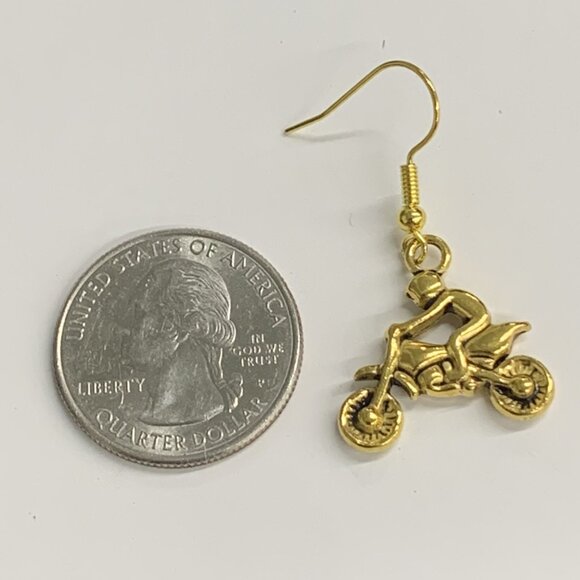 Motorcycle Earrings, Bike Earrings, Dirt Bike Earrings, Gift Idea, Cute Earring - Picture 6 of 6